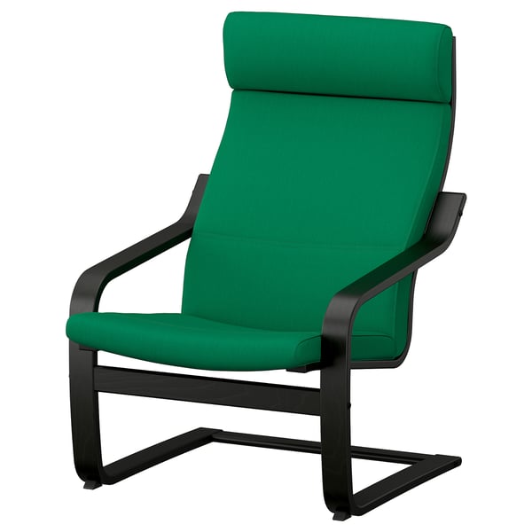 POÄNG Armchair, black/Vissle deep green