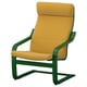 POÄNG Armchair, dark green/Kelinge dark yellow