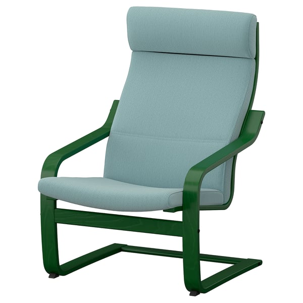 POÄNG Armchair, dark green/Kelinge grey-blue