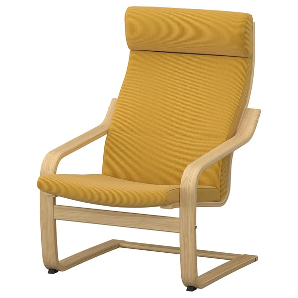 POÄNG Armchair, oak/Kelinge dark yellow