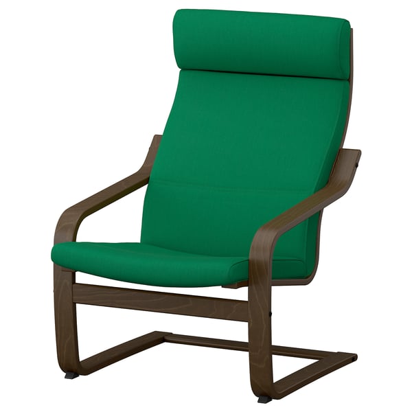 POÄNG Armchair, walnut effect/Vissle deep green