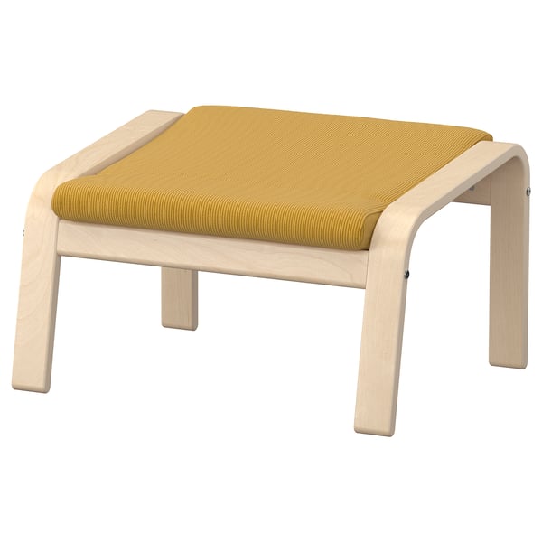 POÄNG Footstool, birch veneer/Kelinge dark yellow