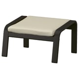 POÄNG Footstool, black-brown/Glose eggshell