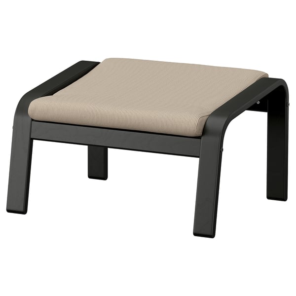 POÄNG Footstool, black/Kelinge beige