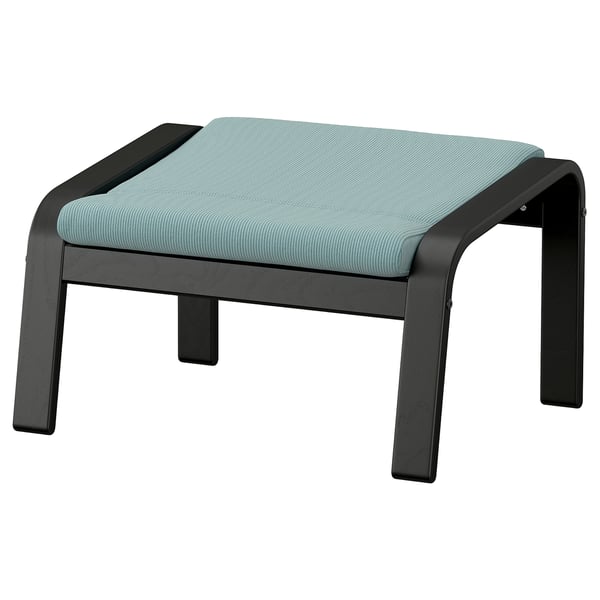 POÄNG Footstool, black/Kelinge grey-blue