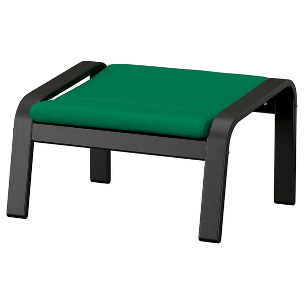 POÄNG Footstool, black/Vissle deep green