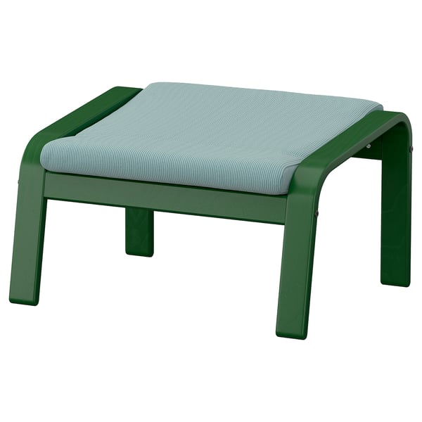 POÄNG Footstool, dark green/Kelinge grey-blue