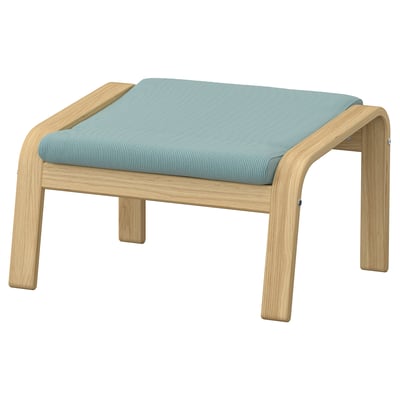 POÄNG Footstool, oak/Kelinge grey-blue