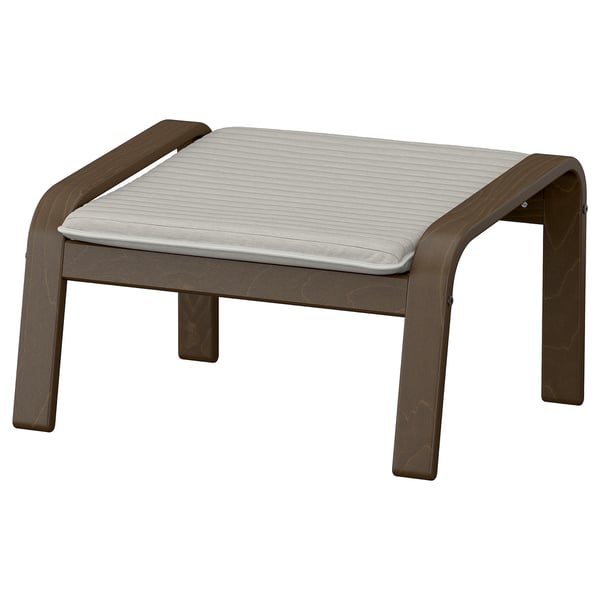 POÄNG Footstool, walnut effect/Knisa light beige