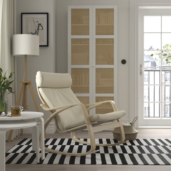 POÄNG Rocking-chair, birch veneer/Glose eggshell