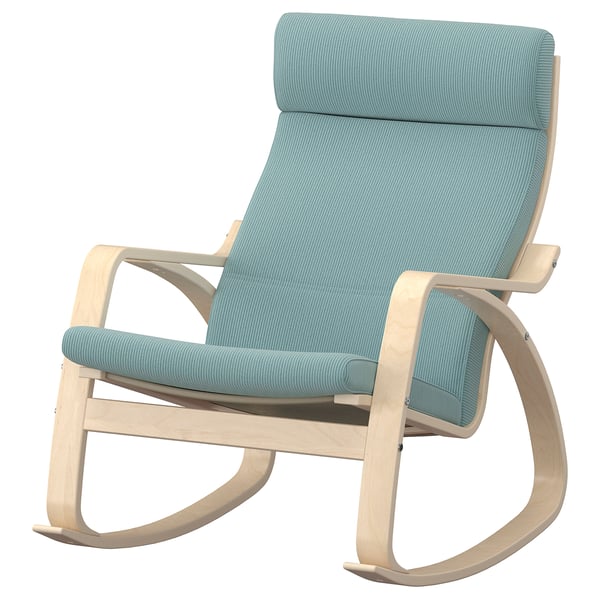 POÄNG Rocking-chair, birch veneer/Kelinge grey-blue