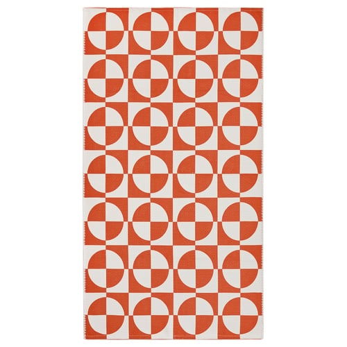PUBLIKVÄRD Rug, flatwoven, orange/circle pattern, 80x150 cm