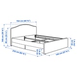 RAMNEFJÄLL Upholstered bed frame, Klovsta grey/white, 140x200 cm