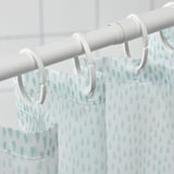 RÅNEÄLVEN Shower curtain, white/turquoise, 180x200 cm