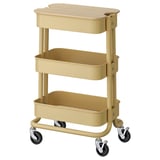 RÅSKOG / NORRÅVA Trolley with lid, beige-yellow, 28x38x61 cm
