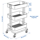 RÅSKOG / NORRÅVA Trolley with lid, grey-blue, 28x38x61 cm