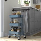 RÅSKOG Trolley, grey-blue, 28x38x61 cm
