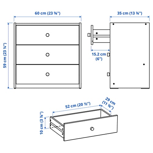 Illustration with measurements for the product: RAST.
