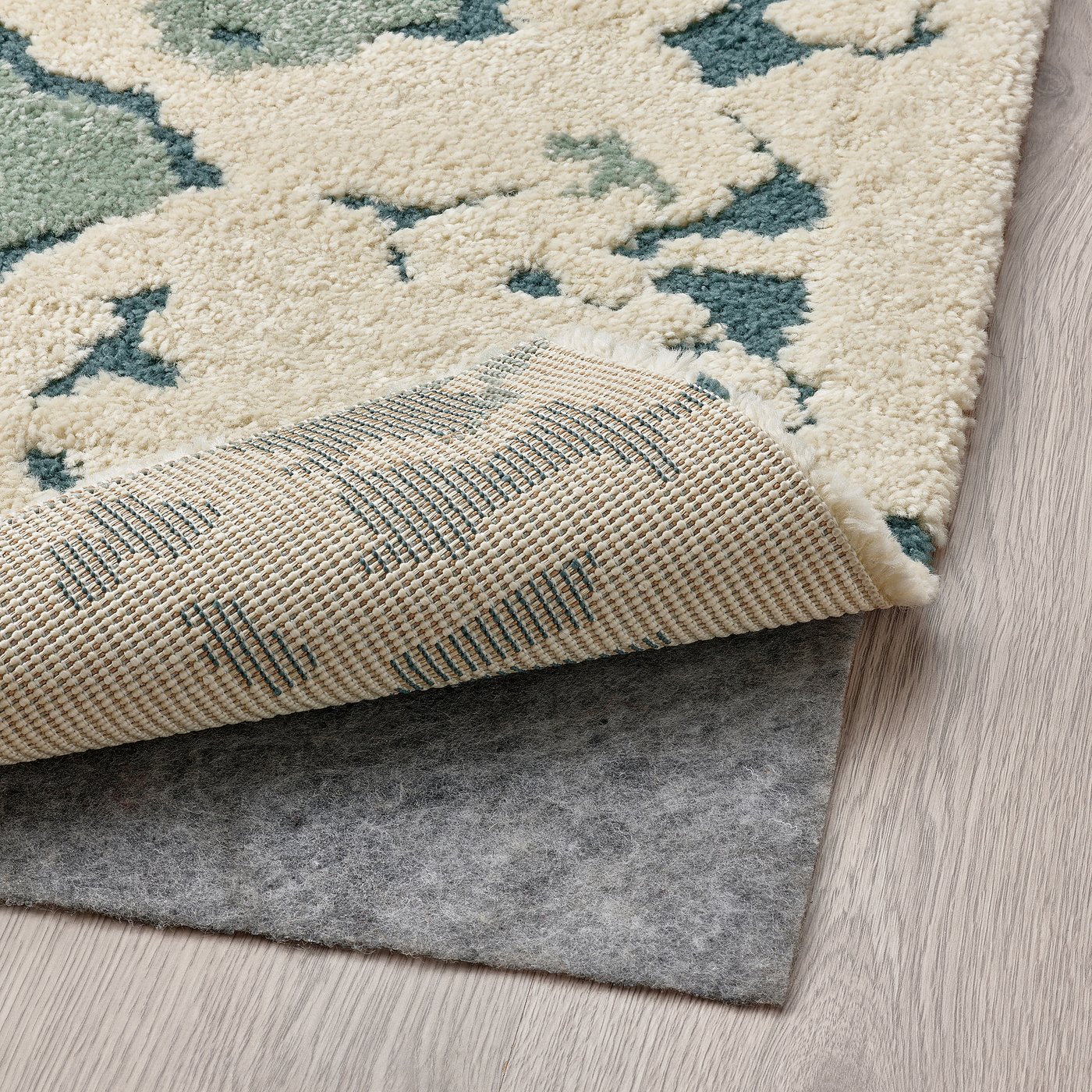 RINGKLOCKA rug, low pile, green/off-white, 160x230 cm - IKEA