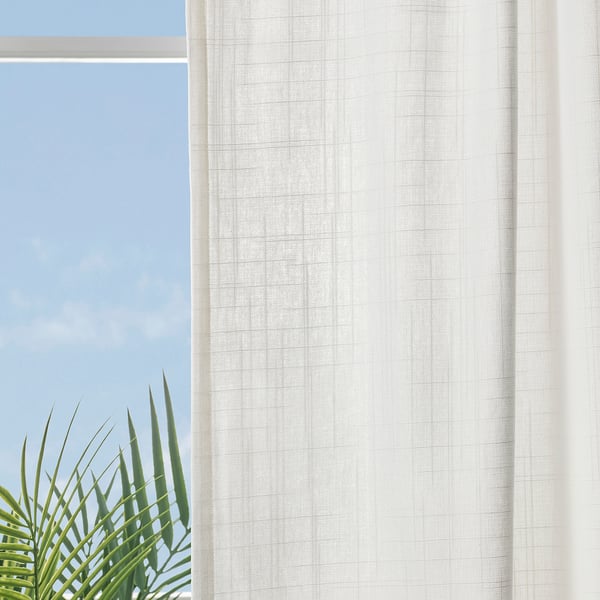 RITVA Curtains with tie-backs, 1 pair, white/with heading tape, 145x300 cm