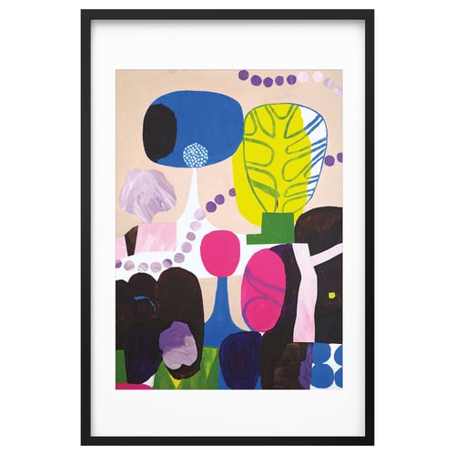 Vibrant, abstract framed art with bold colours and shapes.