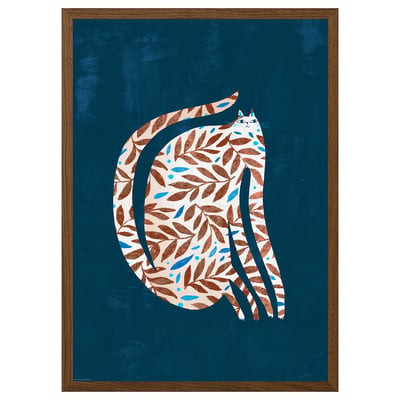 RÖDALM Frame with poster, leaf cat, 50x70 cm