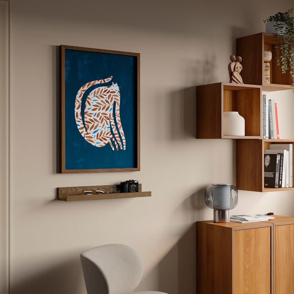 RÖDALM Frame with poster, leaf cat, 50x70 cm