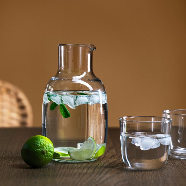 RÖDGASELL Carafe, clear glass, 1.2 l