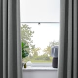 ROSENMANDEL Block-out curtains, 1 pair, grey/with heading tape, 135x300 cm