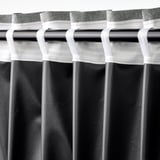 ROSENMANDEL Block-out curtains, 1 pair, grey/with heading tape, 135x300 cm