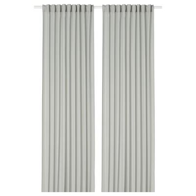 ROSENROBINIA Sheer curtains, 1 pair, light grey/with heading tape, 145x300 cm