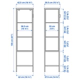 RUDSTA Glass-door cabinet, anthracite, 42x37x155 cm