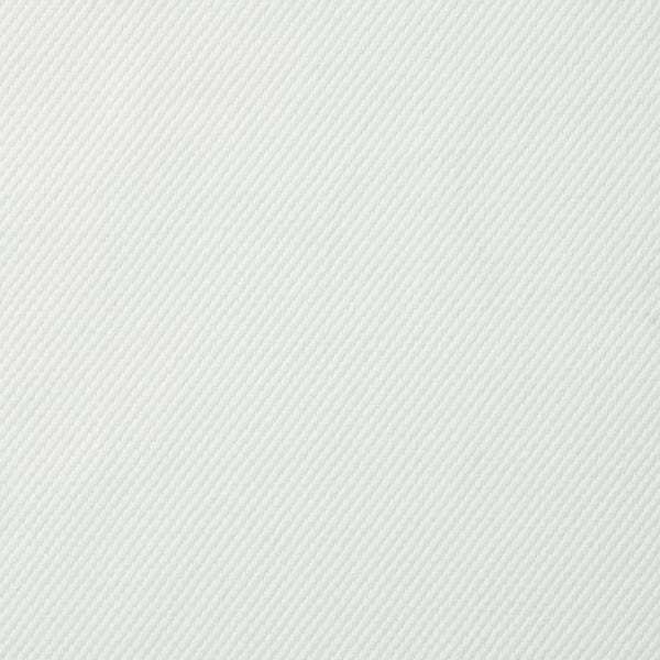 Minimalist white bed, sloped headboard, removable cover.