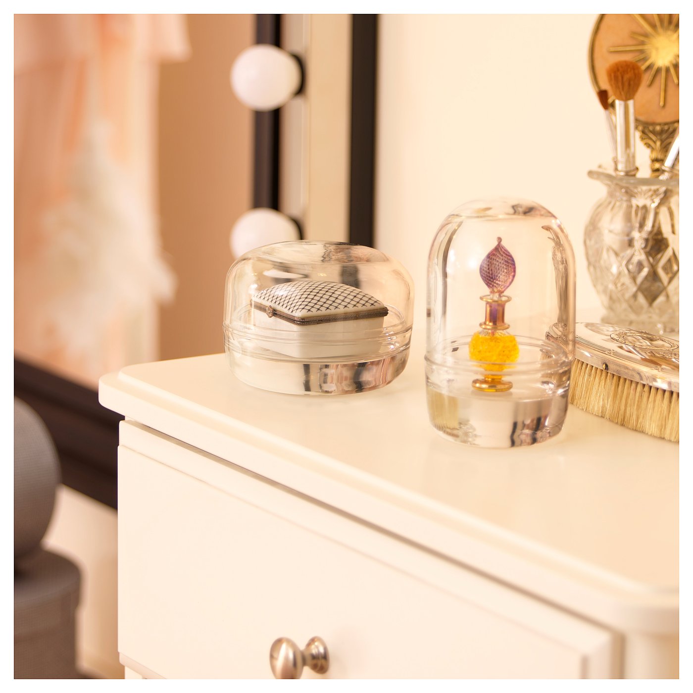 Sammanhang Glass Dome With Base Set Of 2 Clear Glass Ikea