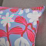 SANDMOTT Cushion, light blue/bright red, 30x58 cm