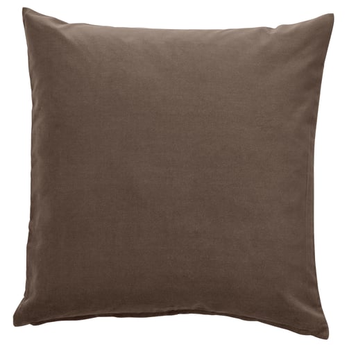 Square grey cotton velvet cushion cover, plain, with hidden zip.