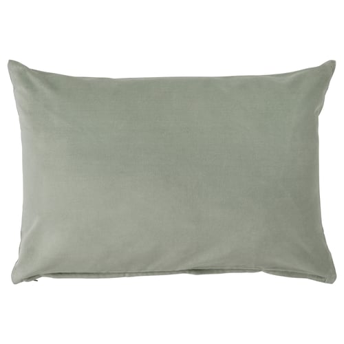 SANELA green velvet rectangular pillow with zip closure.