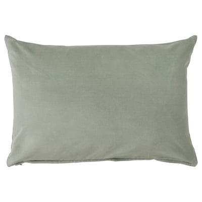 SANELA green velvet rectangular pillow with zip closure.
