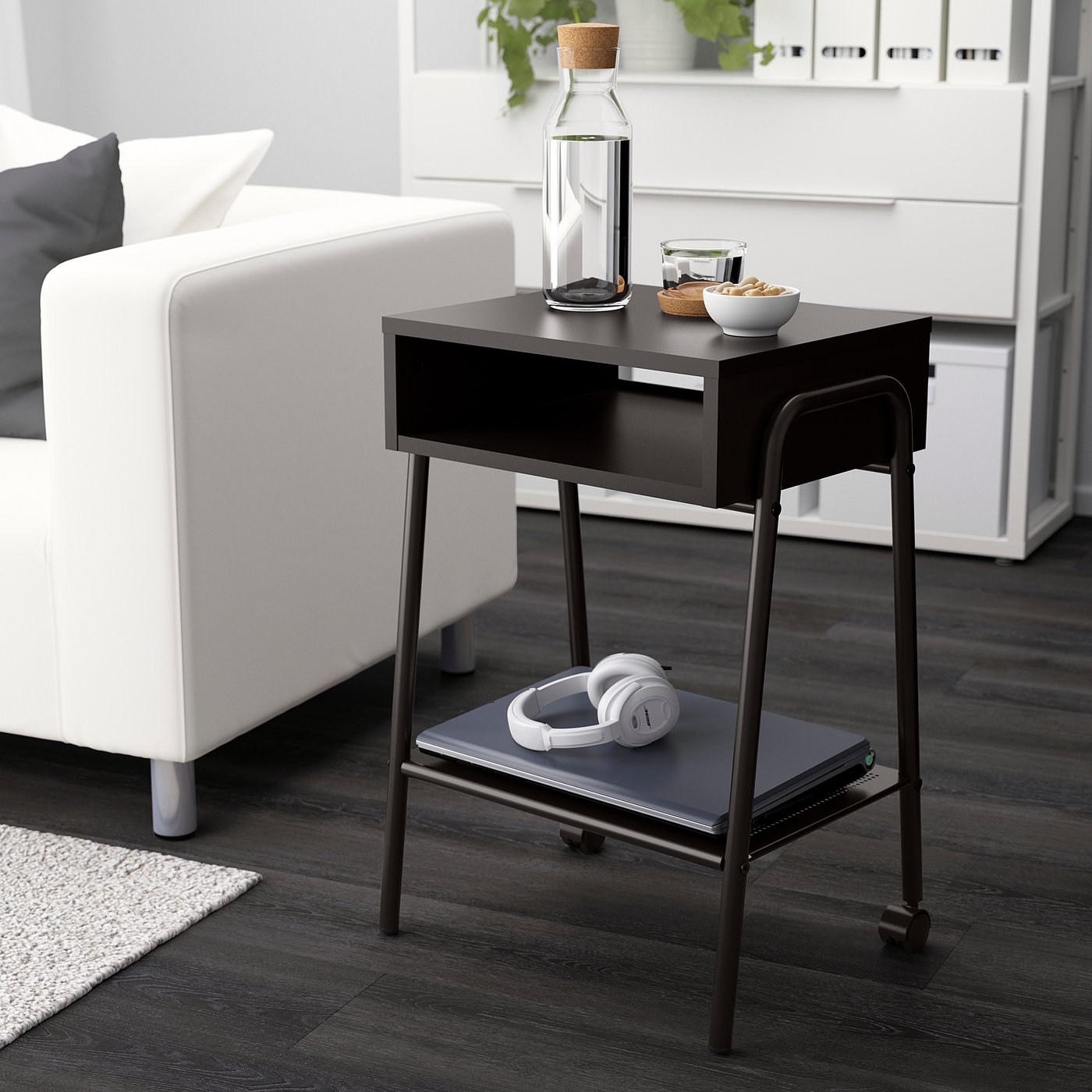 SETSKOG bedside table, black, 45x35 cm - IKEA