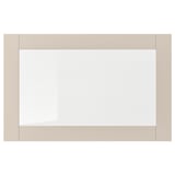 SINDVIK Glass door, light grey-beige/clear glass, 60x38 cm