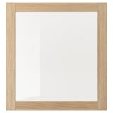 SINDVIK Glass door, white stained oak effect/clear glass, 60x64 cm