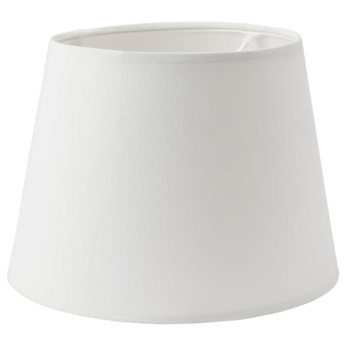 SKOTTORP: white fabric lampshade, conical shape, diffuses soft light.