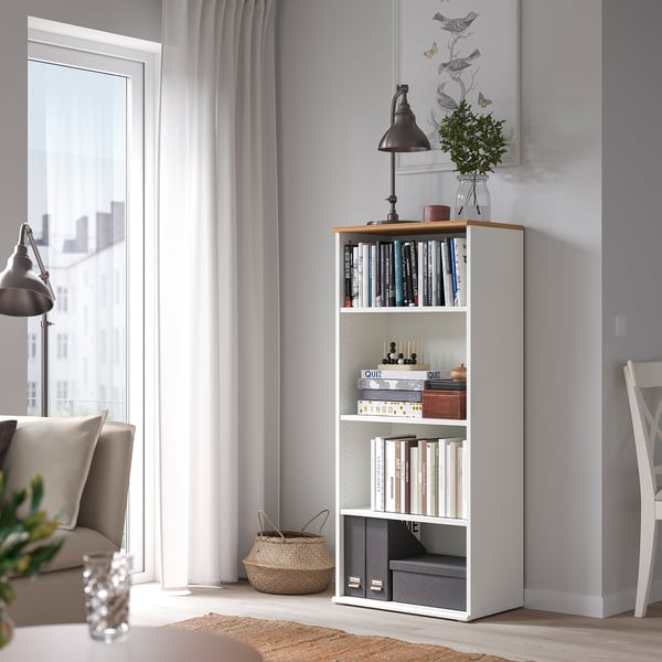 SKRUVBY Bookcase, white, 60x140 cm