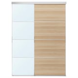 SKYTTA / MEHAMN/AULI Sliding door combination, aluminium double sided/white stained oak effect mirror glass, 177x240 cm