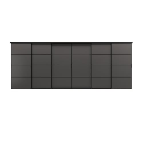 SKYTTA black rectangular cabinet with multiple compartments. Aluminium frame, fiberboard panels, sleek modern design.