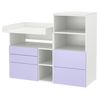 SMÅSTAD / PLATSA Changing table, white lilac/with bookcase, 150x79x123 cm