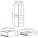 SMÅSTAD / PLATSA Wardrobe, white/birch with 4 drawers, 60x42x181 cm