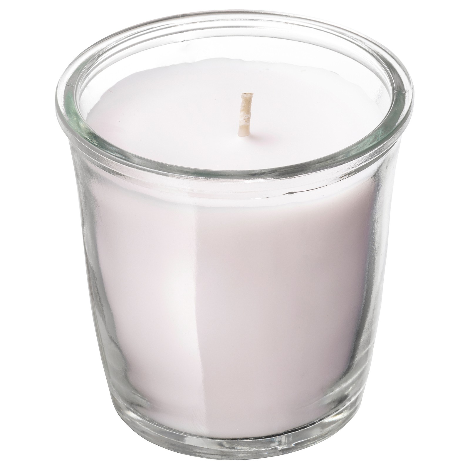 SMÅTREVLIG Scented candle in glass Vanilla and sea salt/natural IKEA