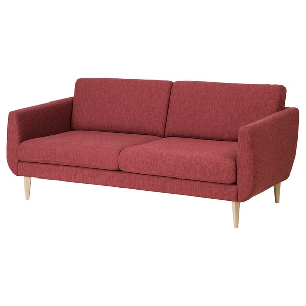 SMEDSTORP 3-seat sofa, Lejde/red/brown oak