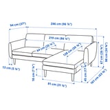 SMEDSTORP 3-seat sofa with chaise longue, Lejde red/brown/black